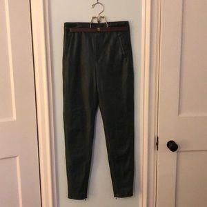 ZARA dark green leather leggings